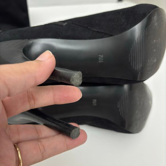 Guess Black Suede Knee High Stretchy Slouchy Stiletto Heel Boots Size 7.5 - Picture 5 of 11